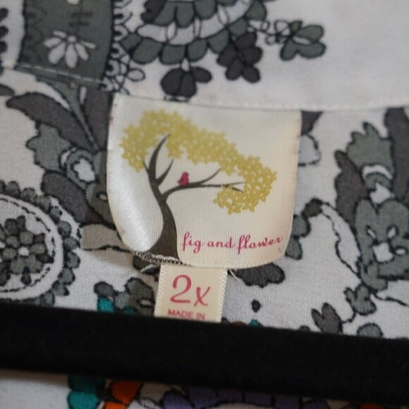 Fig and Flowers Anthropologie Womens White Rainbow Paisley Peasant Tunic Top 2X - Picture 6 of 11